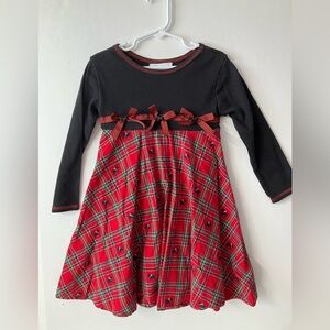Bonnie Jean Girl’s Dress, Size 5, Red/Black Plaid, Scottie Dog Theme